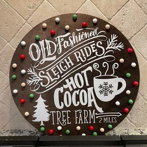 Old Fashioned Hot Cocoa Christmas Holiday Welcome Sign | Christmas Home Decor